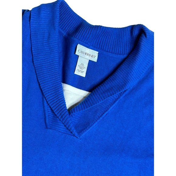 Catherines‎ Womens Plus Size 2X 22/24W Blue Pullover Sweater - Picture 1 of 5